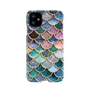 Teal, Silver And Pink Sparkle Faux Glitter Mermaid Scales Phone Case