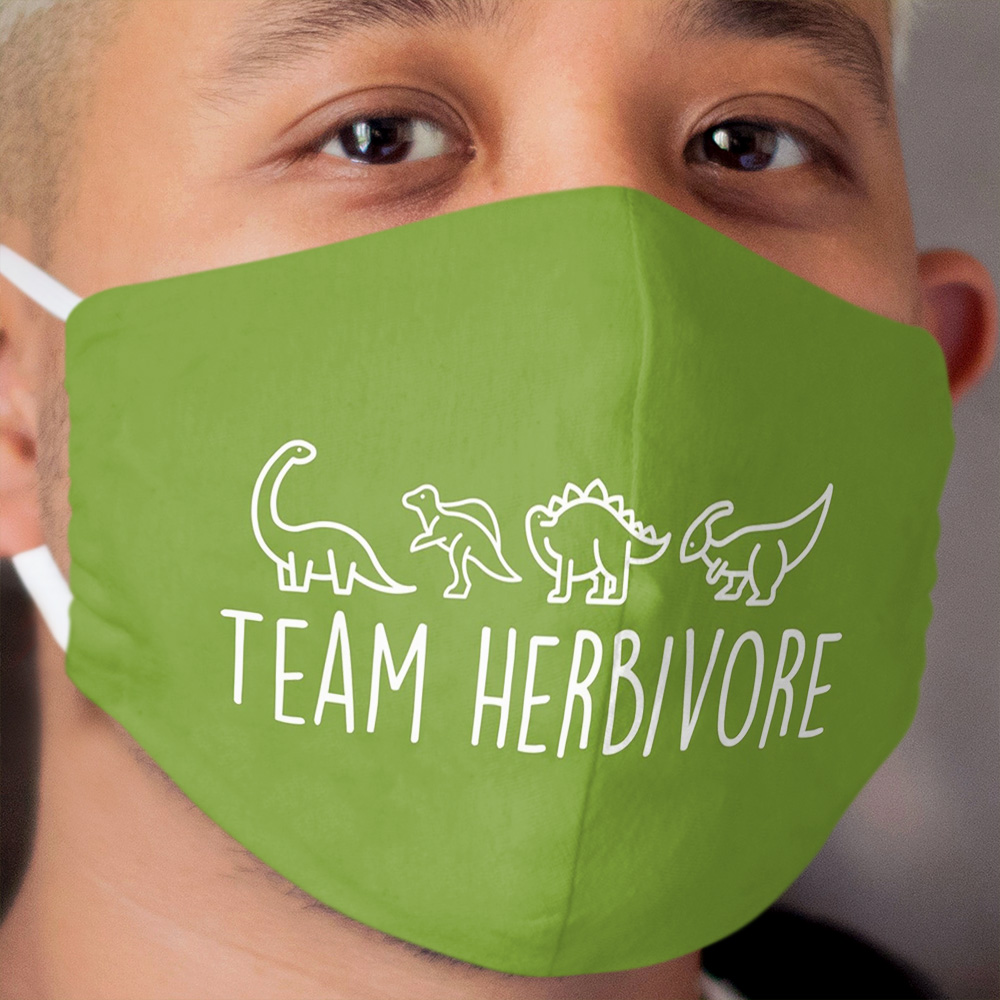 Team Herbivore - Vegan - Vegetarian - Animal Rights Cloth Face Mask