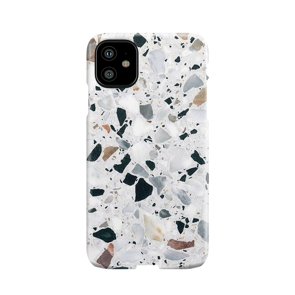 Terrazzo Black, White, Grey And Bronze Phone Case