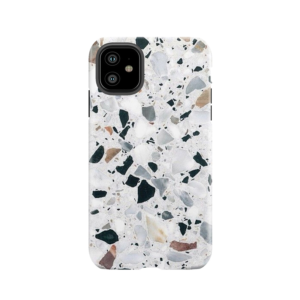 Terrazzo Black, White, Grey And Bronze Tough Phone Case