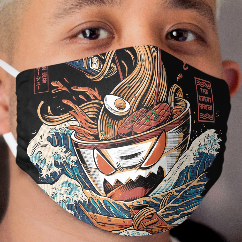 The black Great Ramen Cloth Face Mask