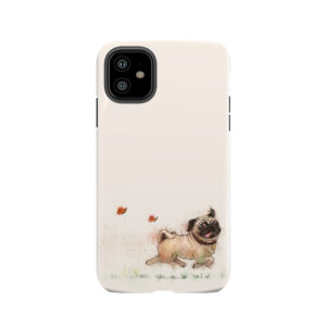 The Furminator Pug Watercolor Design In Beige Color Tough Phone Case