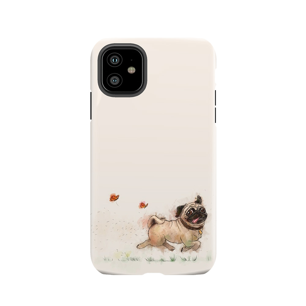 The Furminator Pug Watercolor Design In Beige Color Tough Phone Case