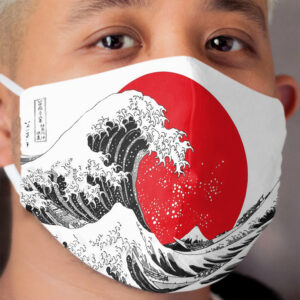 The Great Wave Off Kanagawa, Big Red Sun Cloth Face Mask