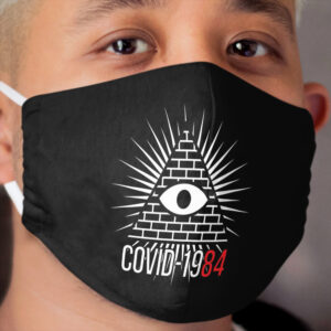 the Masonic symbol with Corona Virus Covid 19. Cloth Face Mask