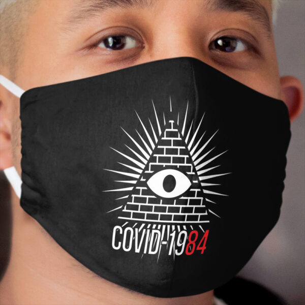 the Masonic symbol with Corona Virus Covid 19. Cloth Face Mask