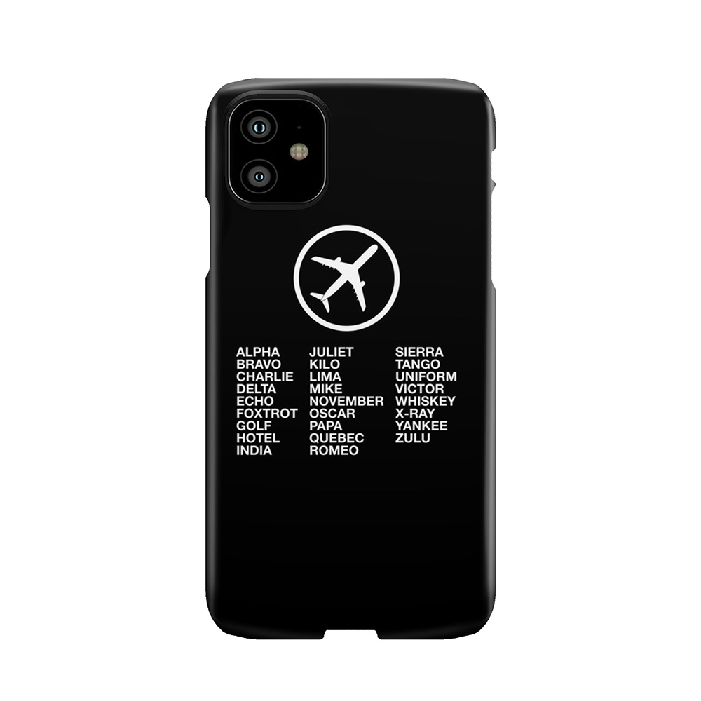 The Phonetic Alphabet With A Picture Of An Airplane. Phone Case