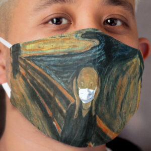 The Scream by Edvard Munch with face mask (Corona parody) Cloth Face Mask