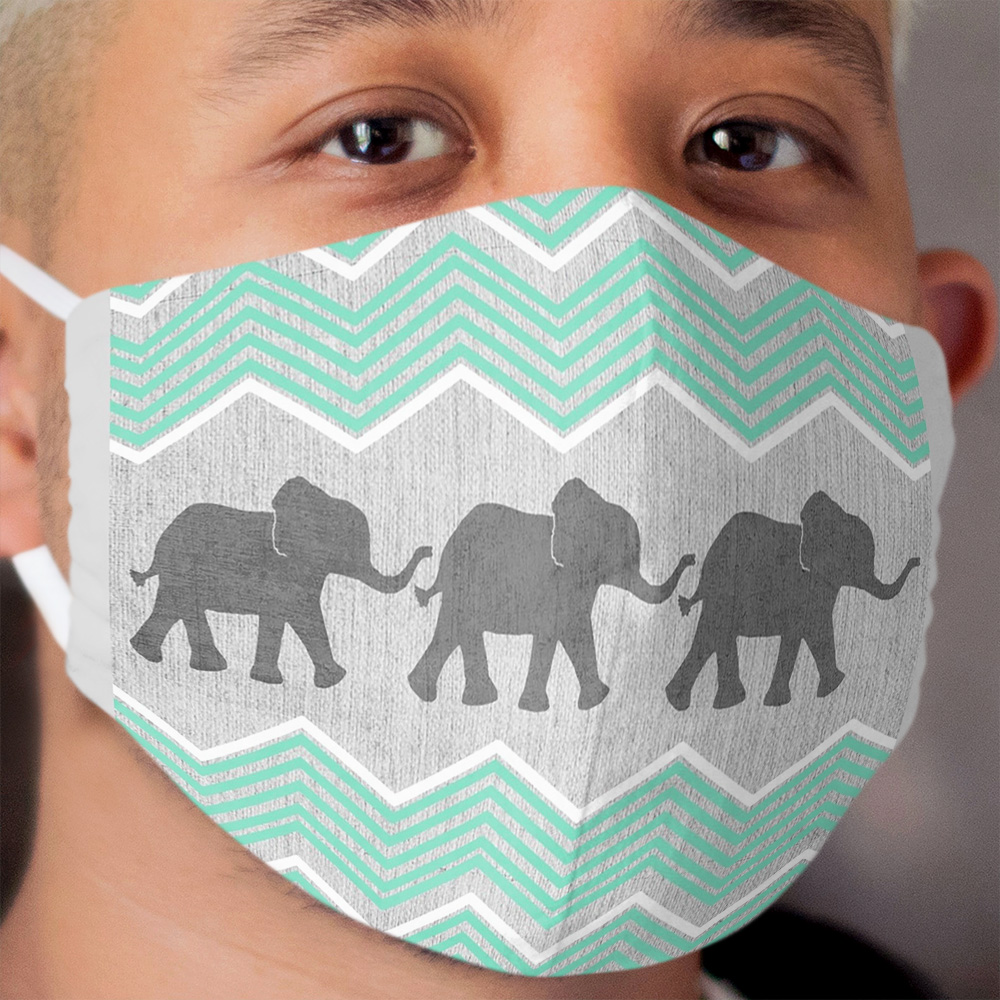 Three Elephants Cloth Face Mask