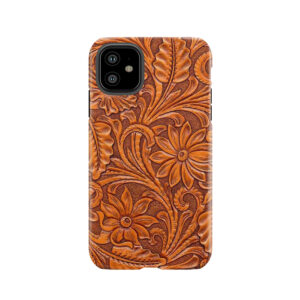 Tooled Brown Leather Tough Phone Case