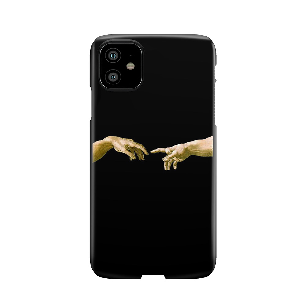 Touch Of God, The Creation Of Adam, (Close Up), Michelangelo, 1510, Genesis, Ceiling, Sistine Chapel, Rome, On Black. Phone Case