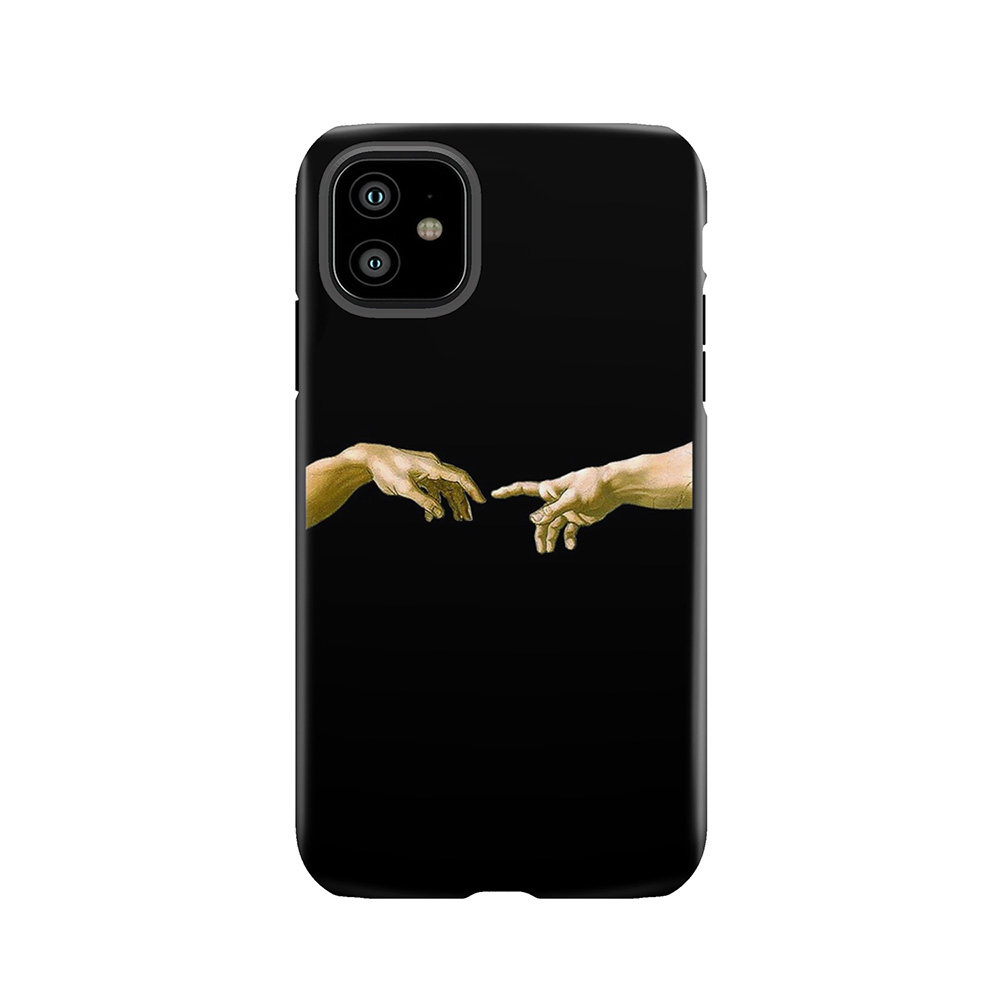 Touch Of God, The Creation Of Adam, (Close Up), Michelangelo, 1510, Genesis, Ceiling, Sistine Chapel, Rome, On Black. Tough Phone Case