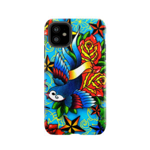 Traditional Swallow & Rose Tattoo Tough Phone Case