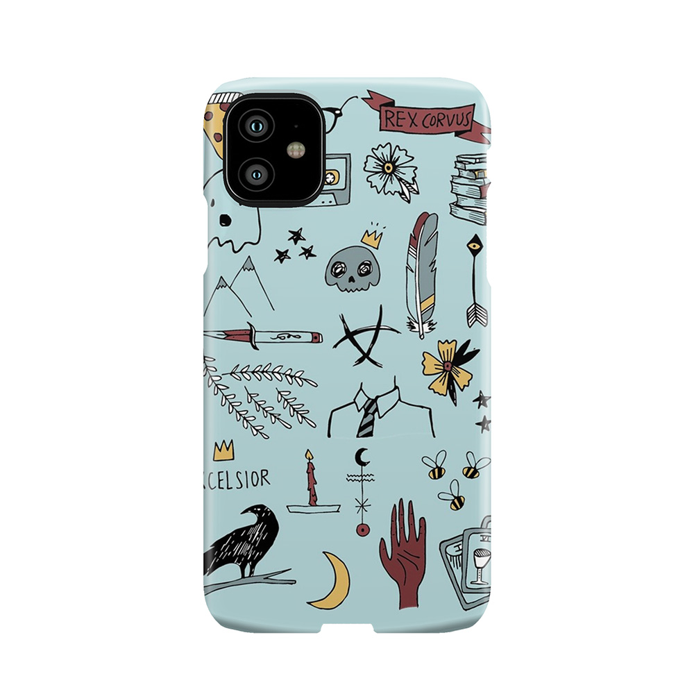 Trc Doodles Blue Background Phone Case