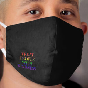 Treat people with kindness raimbow written on black Cloth Face Mask