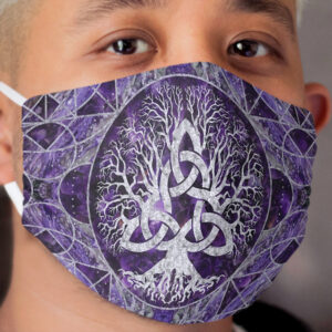 Tree of life with Triquetra Amethyst and silver Cloth Face Mask