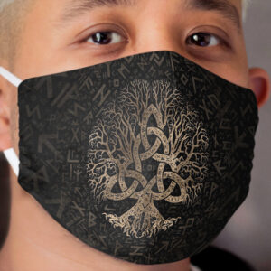 Tree of life with Triquetra on Futhark pattern Cloth Face Mask