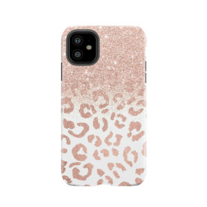 Trendy Modern Faux Rose Gold Glitter Ombre Leopard Pattern Tough Phone Case