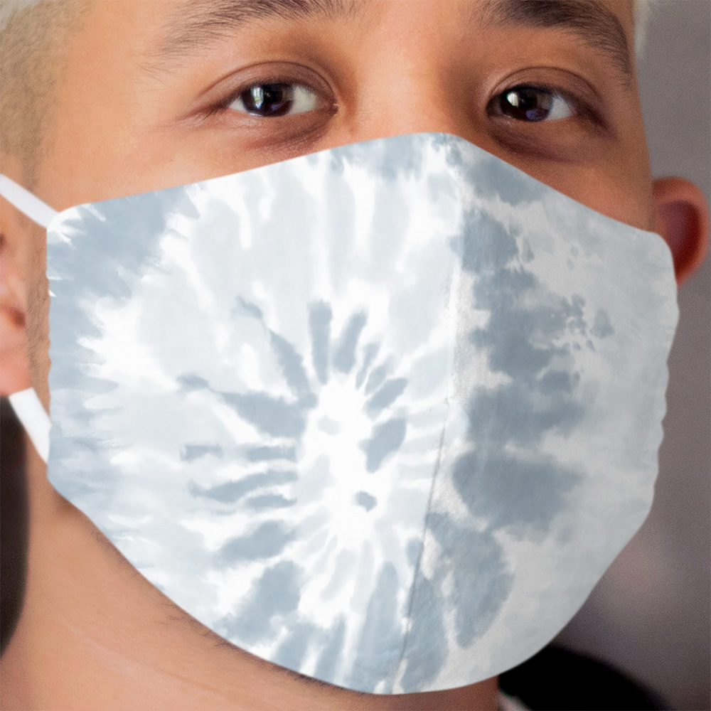 Trendy Pale Blue Swirl Tie Dye Pattern Cloth Face Mask