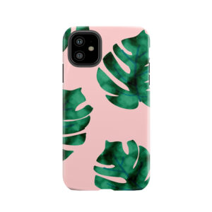 Tropical Fern Leaves On Peach Tough Phone Case