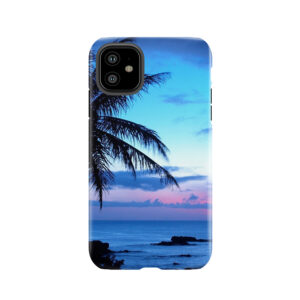 Tropical Island Pretty Pink Blue Sunset Landscape Tough Phone Case