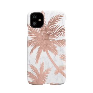 Tropical Simple Rose Gold Palm Trees White Marble Phone Case