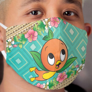 Tropical Turq Orange Bird Cloth Face Mask