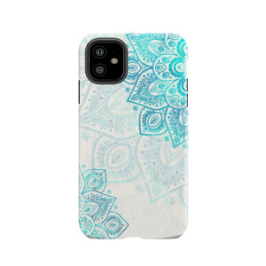 Turquoise Flowers Mandala Tough Phone Case
