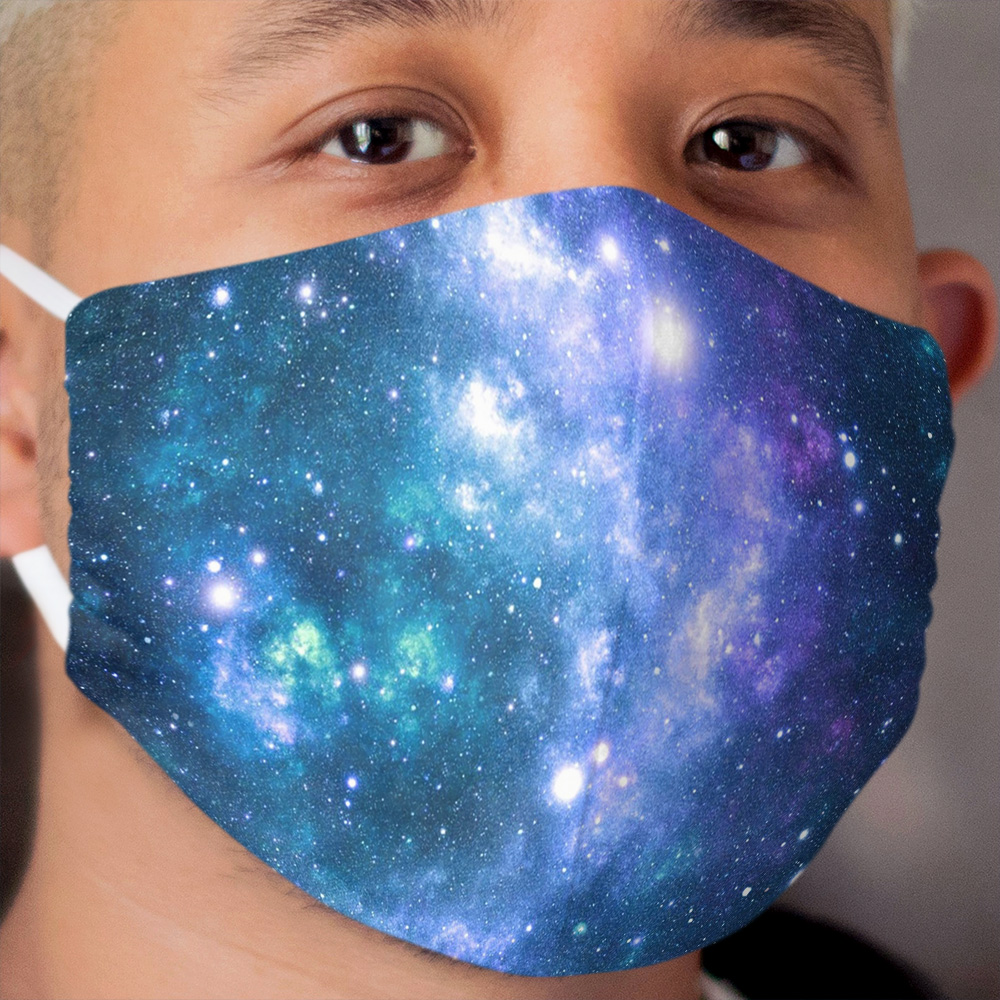 Turquoise Teal Purple Galaxy Nebula Cloth Face Mask