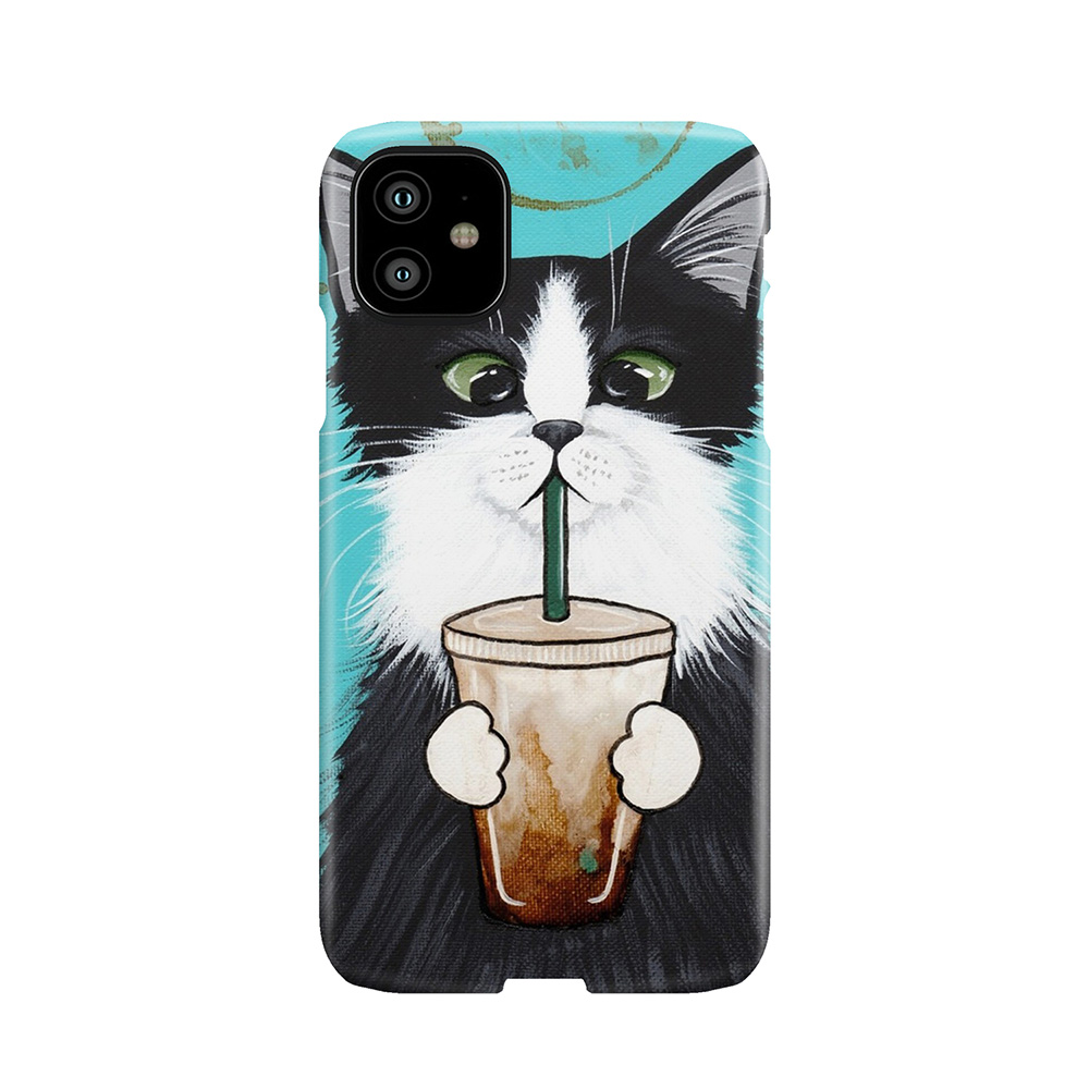 Tuxedo Cat With Iced Coffee Phone Case