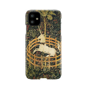 Unicorn And Gothic Fantasy Flowers, Green Floral Motifs Phone Case
