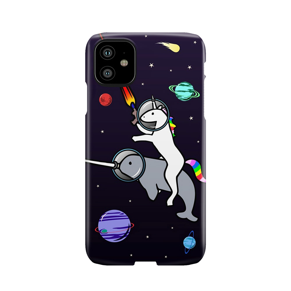 Unicorn Riding Narwhal In Space Phone Case