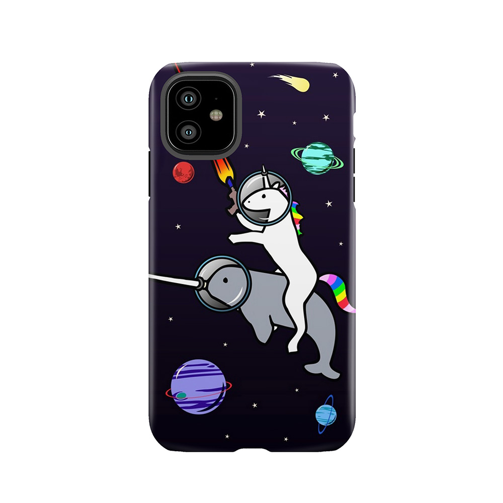Unicorn Riding Narwhal In Space Tough Phone Case