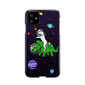 Unicorn Riding Triceratops In Space Phone Case