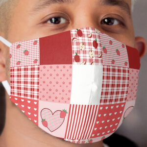 Valentine's Red and White Patchwork Cloth Face Mask