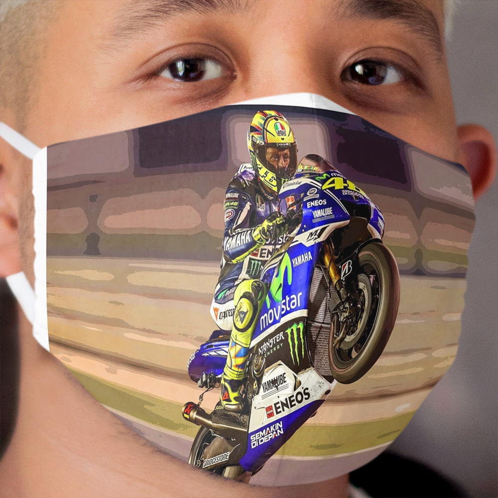 Valentino Rossi making a wheelie 3 Abstract Cloth Face Mask