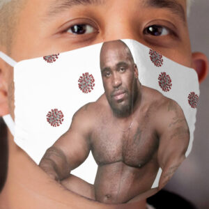 Very Well Endowed Man Sitting On Bed Cloth Face Mask