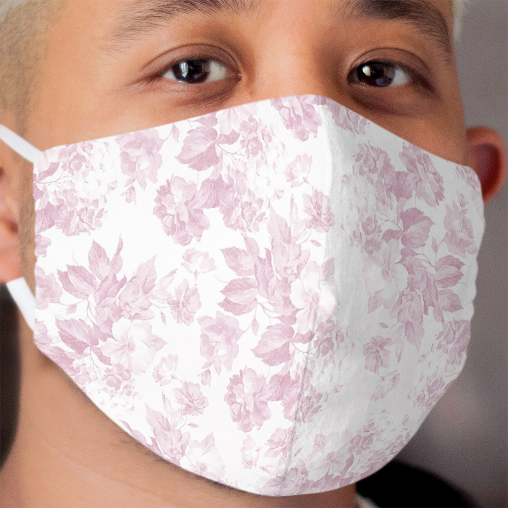 Vintage blush pink elegant botanical floral Cloth Face Mask