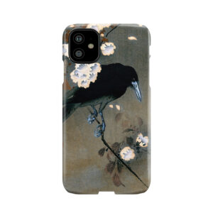 Vintage Japanese Crow And Blossom Woodblock Print Phone Case