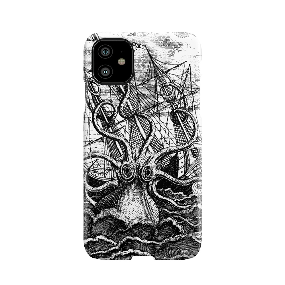 Vintage Kraken Attacking Ship Illustration Phone Case