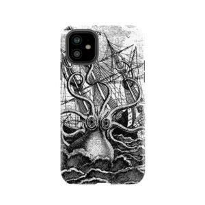 Vintage Kraken Attacking Ship Illustration Tough Phone Case