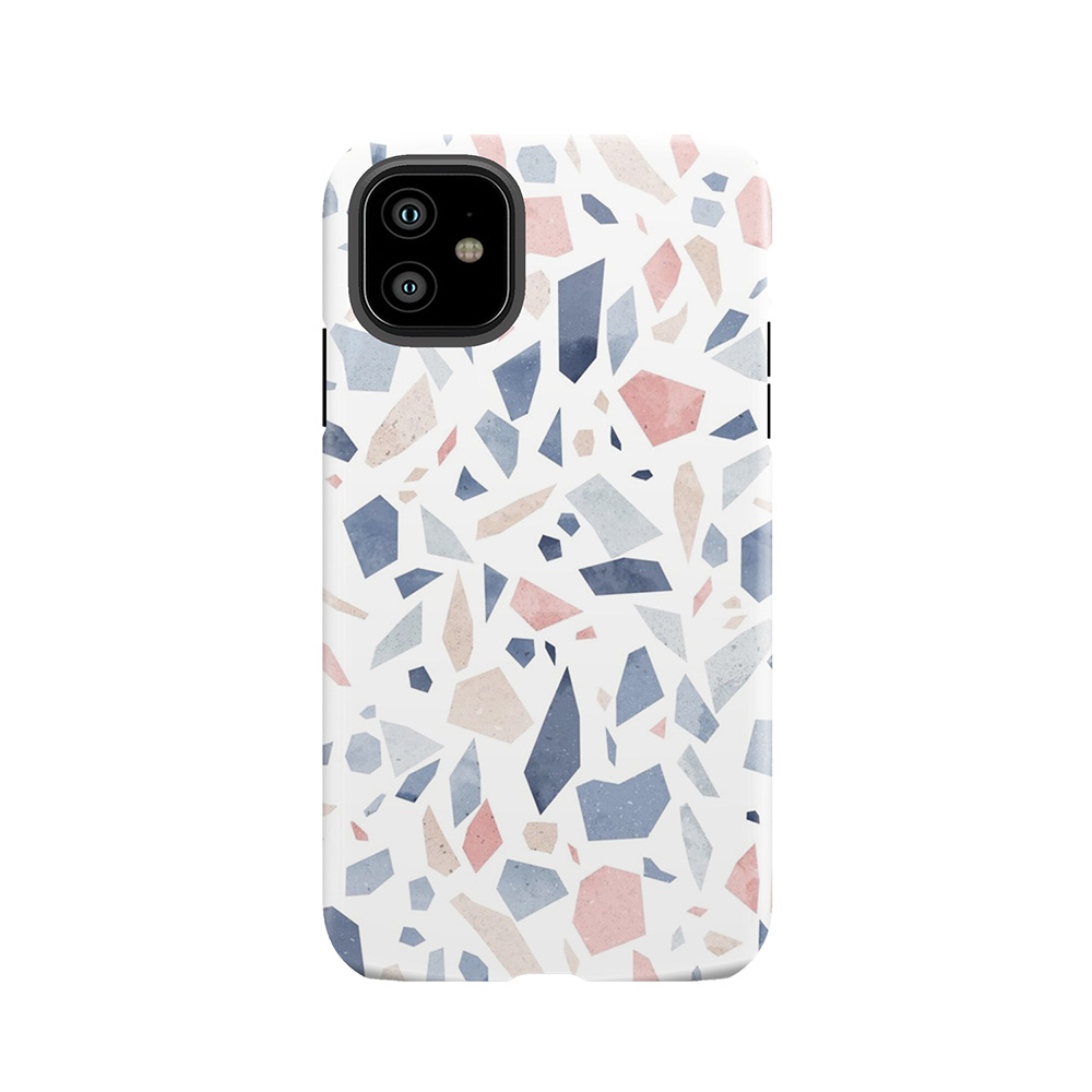 Vintage Pastel Blue Pink Beige Geometric Terrazzo Pattern Tough Phone Case