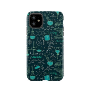 Vintage Seamless Pattern Old Chemistry Laboratory With Microscope, Tubes And Formulas. Tough Phone Case