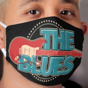 Vintage Style Blues Guitar With Stars Cloth Face Mask