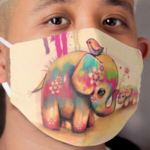 vintage tie dye elephants Cloth Face Mask