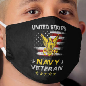 Vintage US Navy Veteran T USN 4th of July Gift Cloth Face Mask