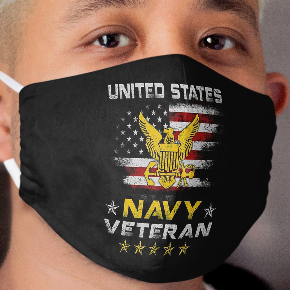 Vintage US Navy Veteran T USN 4th of July Gift Cloth Face Mask