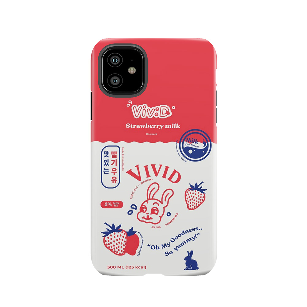 Vivid Strawberry Milk Carton Concept Phone Tough Phone Case