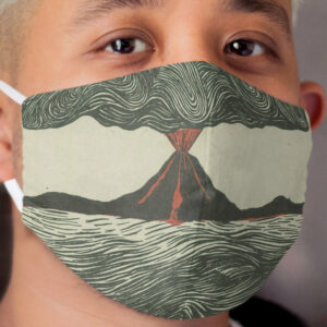 Volcano Woodcut Cloth Face Mask
