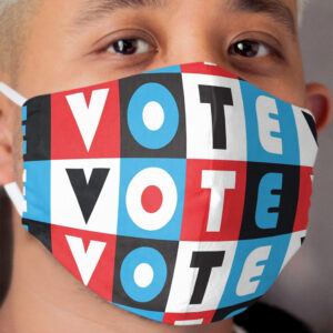 Vote large scale plaid red, white, blue, and black Cloth Face Mask